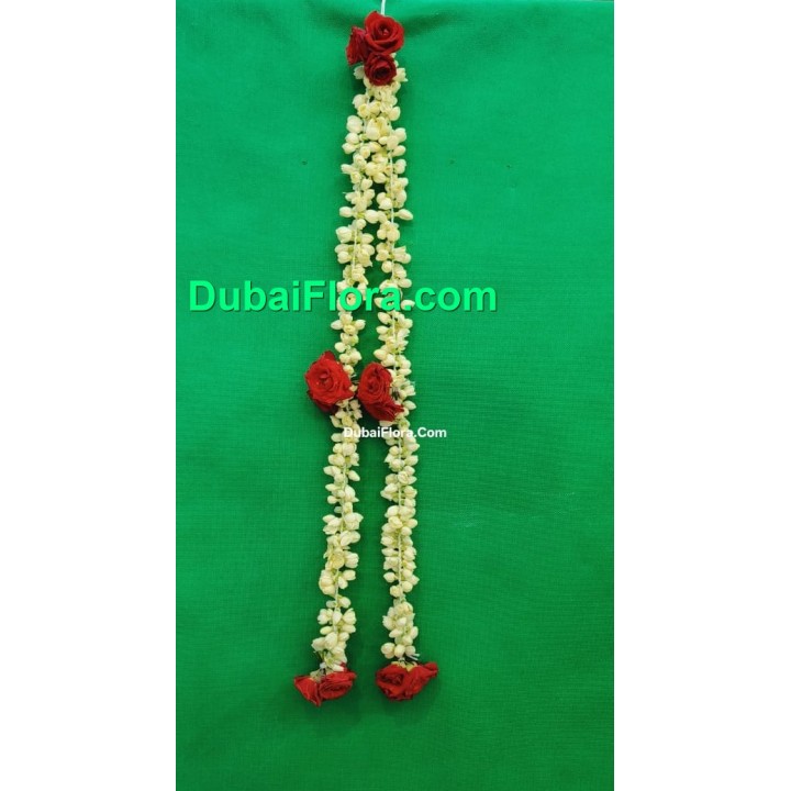 Fresh Jasmine Gajra for Hair with Roses