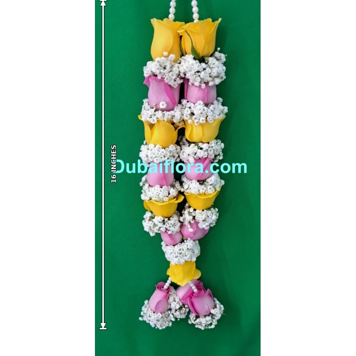 Fresh Rose & Gypsophila Garland – 16 inches Phool Mala for General in Dubai