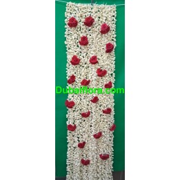 Fresh Jasmine & Red Rose Bridal Shawl – 6x1 feet | Floral Dupatta for Weddings in Dubai