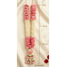 Fresh Pink Carnation & Tuberose Garland – 30 Inch Haar Mala for Weddings in Dubai
