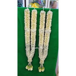 Fresh Pair of White Rose, Tuberose & Gypsophila Garlands