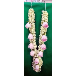Fresh Jasmine & Light Pink Rose Garland