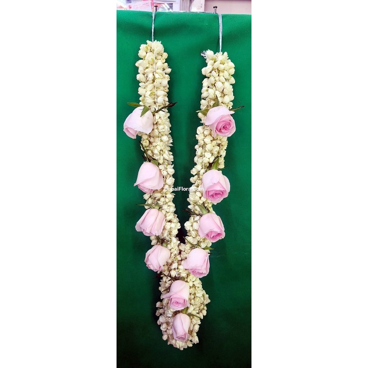 Fresh Jasmine & Light Pink Rose Garland