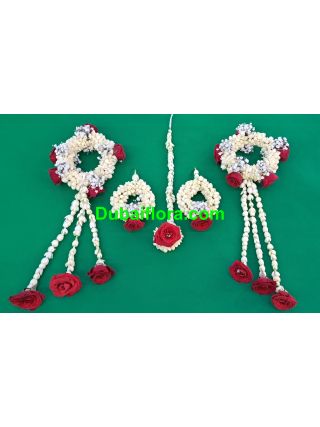 bridal set for bride with jasmine,baby roses and jipsofilia 