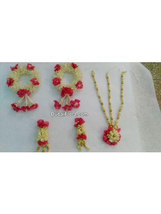 Fresh Bridal Flower Jewellery Set – Jasmine, Tuberose & Carnation Petals