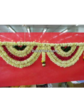 Fresh Flower Toran White Maroon White Green For Diwali, Weddings Occasions - Dubai