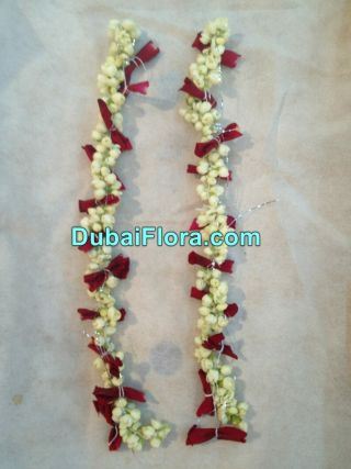 Fresh Jasmine and Red Rose Petal Strings intervened 