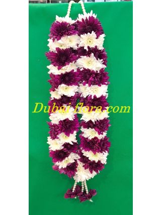 Garland  combination of  dark purple and white Chrysanthemum  