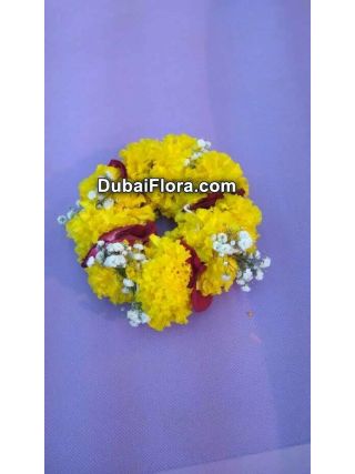Marigold Kangan Bracelet with Rose Petals (2 Pieces)