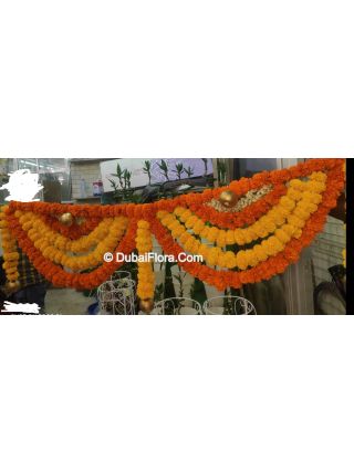 Multi Coloured Fresh Flowers Toran For Diwali In Dubai Marigold, Jasmine