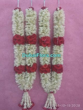 Pair of Tuberose and Red Roses Garland
