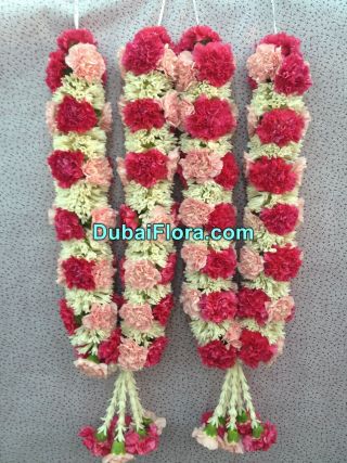 Pink Carnation Flowers and Tuberose Garland