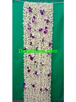 Shawl Dupatta for bride 6X1 feet with Fresh jasmine and orchid