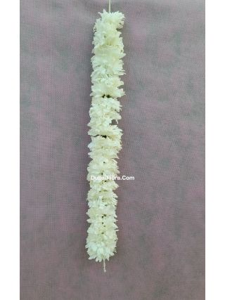 White Chrysanthemum Flower String – 1 Meter (Fresh Garland for Ceremonies & Decoration)