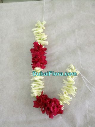 White Tuberose and Red Oleander Flower Strings Per Meter