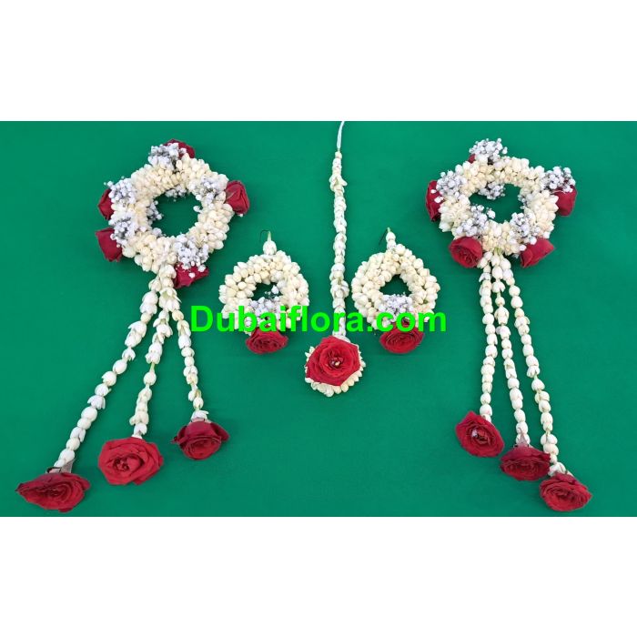bridal set for bride with jasmine,baby roses and jipsofilia 