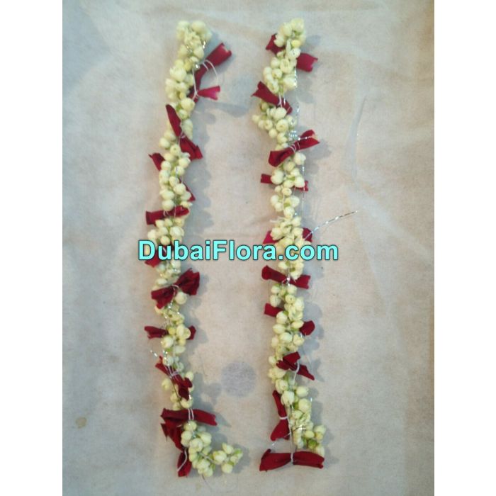 Fresh Jasmine and Red Rose Petal Strings intervened 