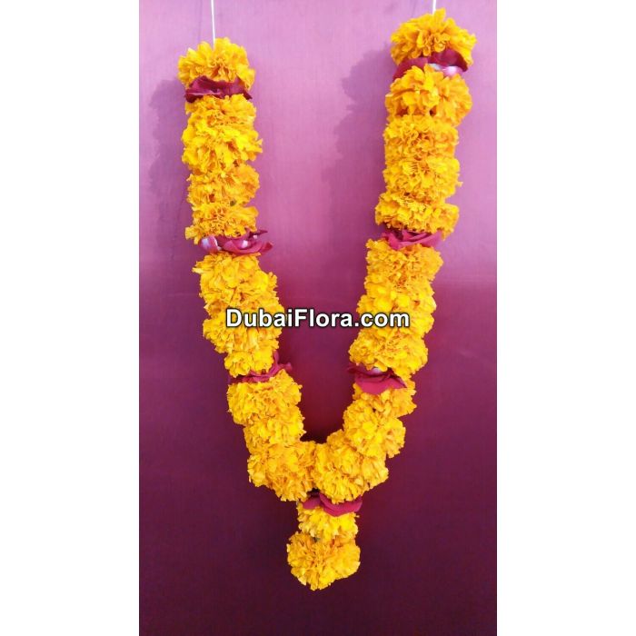 Marigold Garland with Rose Petals