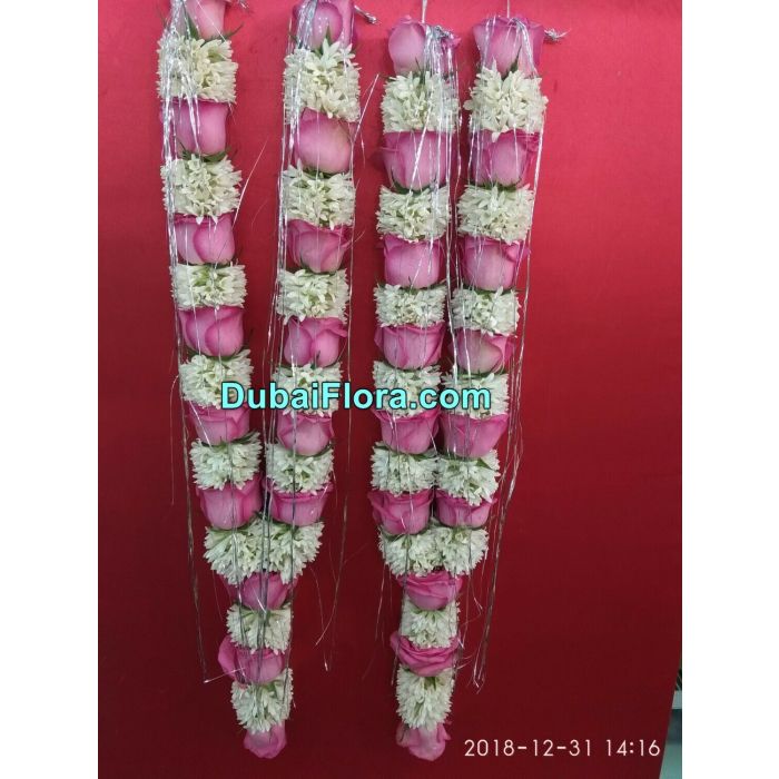 Pair of Tuberose and Pink Roses Garland