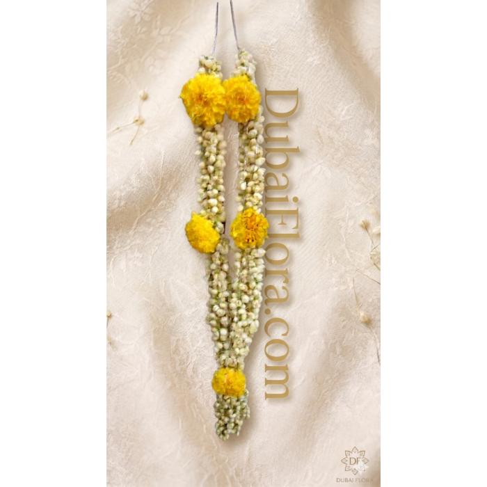 عقد ياسمين وأزهار الزينة الصفراء الطازجة – 24 بوصة | هار مالا للأفراح في دبي