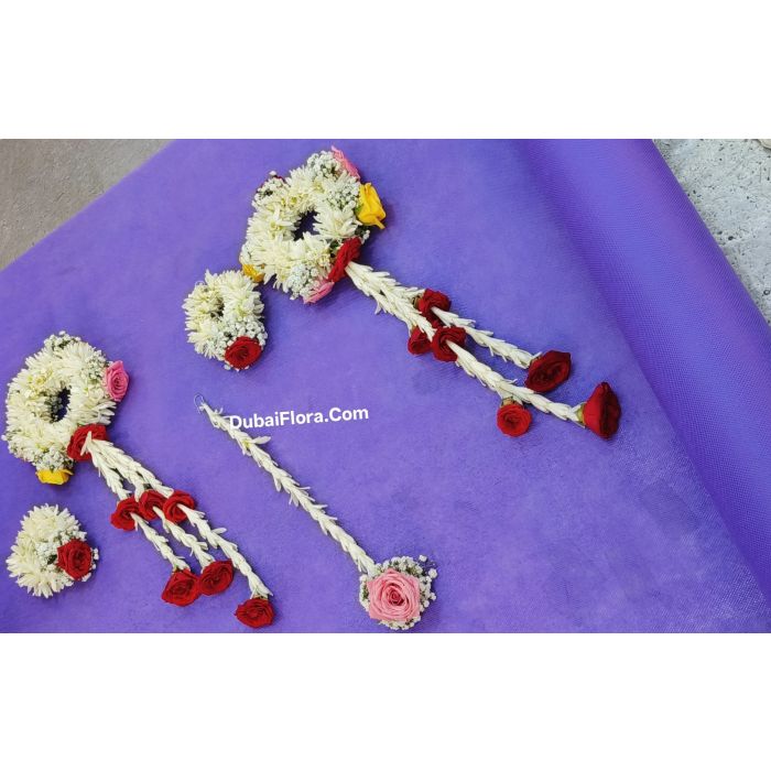 Bridal set with tube roses and multi colour of  baby roses and Jipsophilia