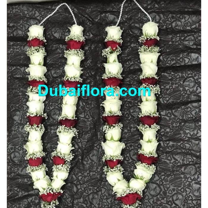 Pair of red&white roses Garland 