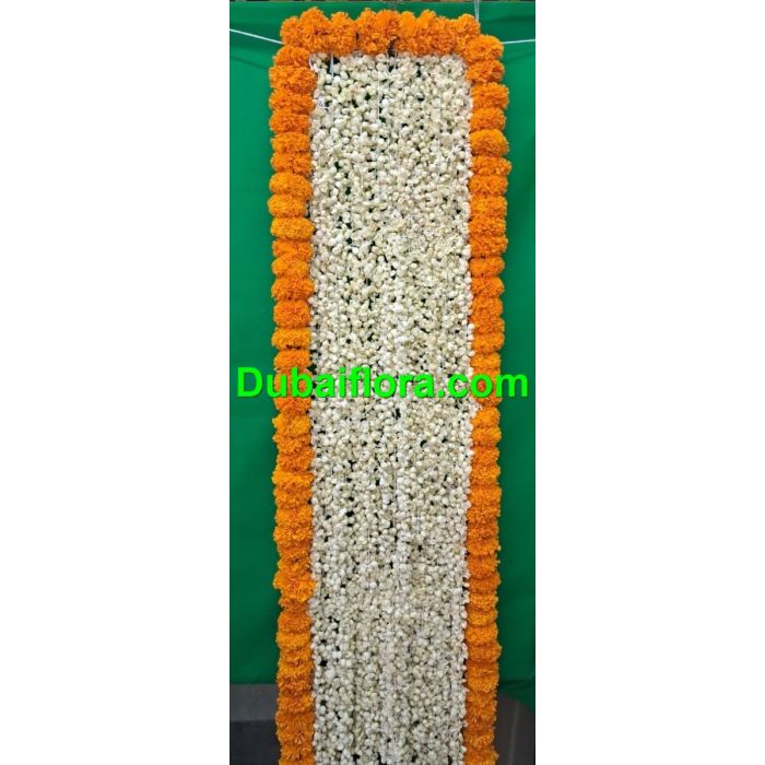 Fresh jasmine Shawl Dupatta with marigold (6X1) feet 