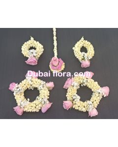 Bridal set with  Fresh flowers jasmin & Jipsophilia &  pink baby roses 