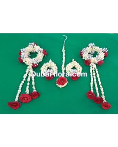 Bridal Set With Red baby Roses & Gypsophilia & fresh flower  Tassel 