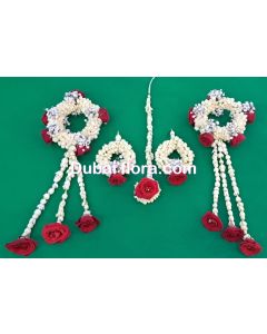 Bridal Set With Red baby Roses & Gypsophilia & fresh flower  Tassel 