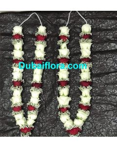 Pair of red&white roses Garland 