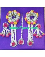 Bridal Jewelry Set with Pink, Yellow baby  Roses & Gypsophila