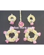 Bridal set with  Fresh flowers jasmin & Jipsophilia &  pink baby roses 