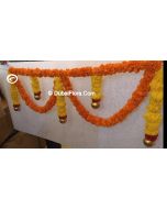 Natural Flower Toran Of Mariegold Baby Rose And Golden Colour