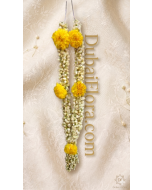 Fresh Jasmine & Yellow Marigold Garland 24 Inch – Haar Mala for Weddings Dubai