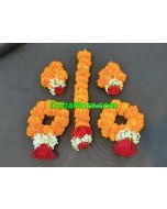 Fresh Flower Bridal Jewellery Set Marigold And Baby Roses With Gypsophilia