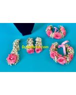 Bridal Jewelry Set with Pink baby roses and jipsofilia